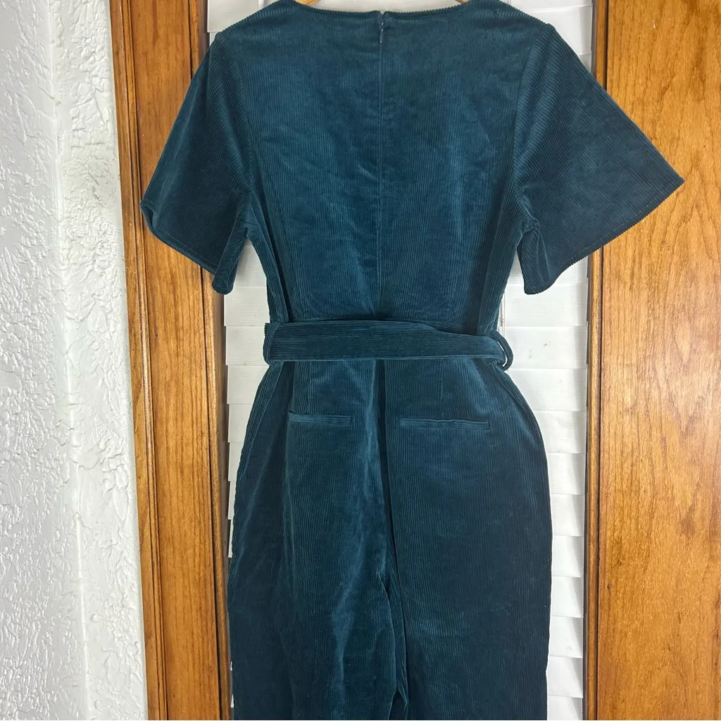 Rachel Rachel Roy | Dark Peacock Corduroy Velvet belted Jumpsuit Size 12 Green - Image 8