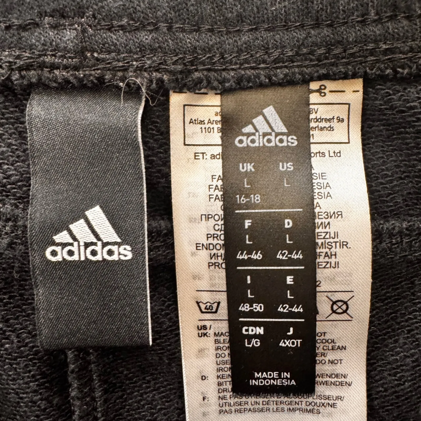 2019 Adidas Black White 3 Stripe Sweat shorty Shorts Athletic Casual Size‎ L - Image 2