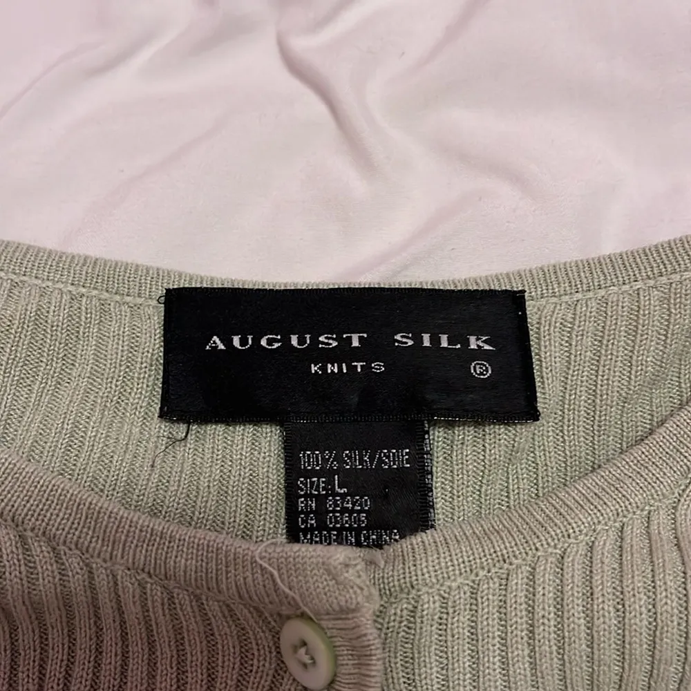 August Silk Green Knit Cardigan Sweater - Image 2