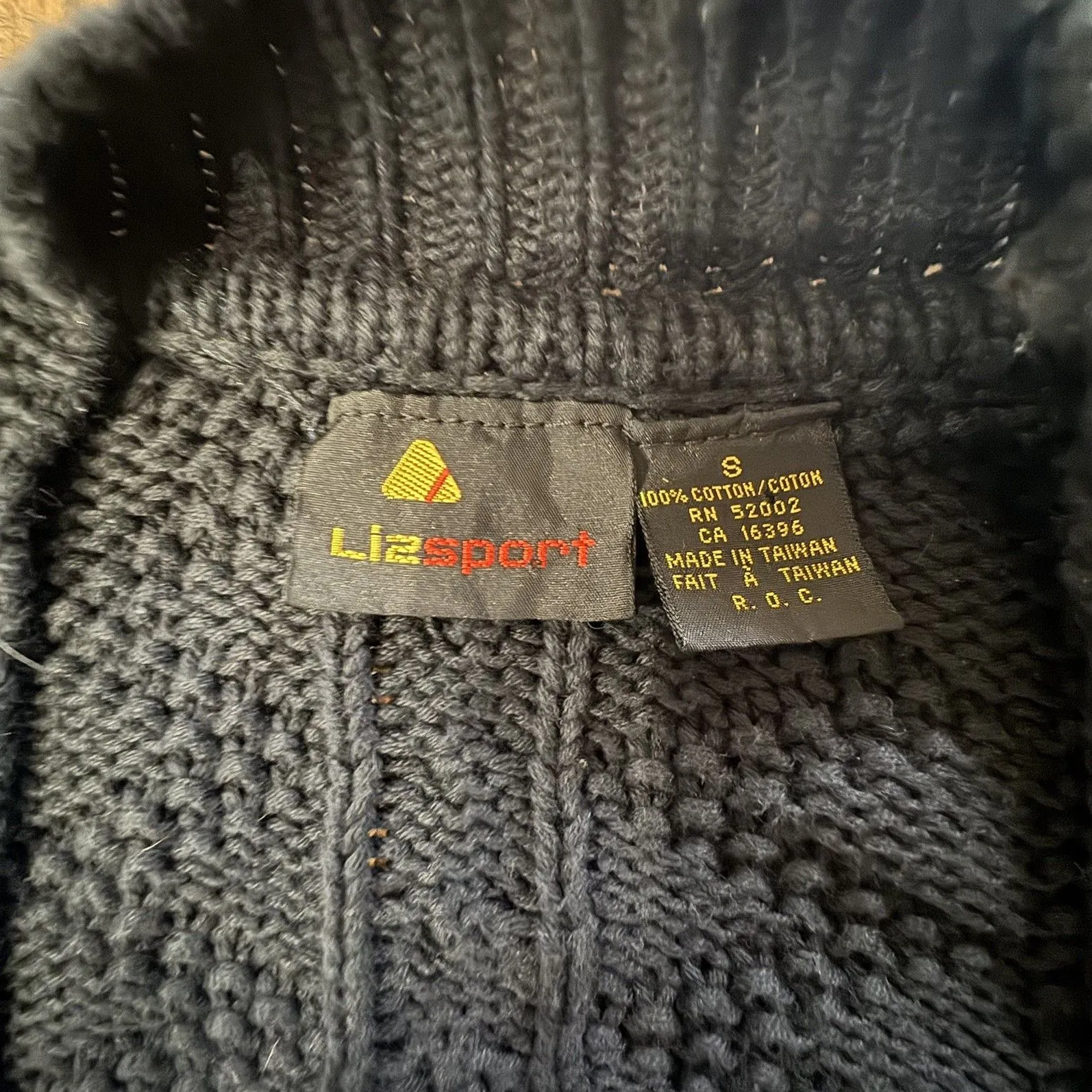 Vintage Liz Sport V Neck Sweater Cable Knit Size Small 100% Cotton Embroidered - Image 9