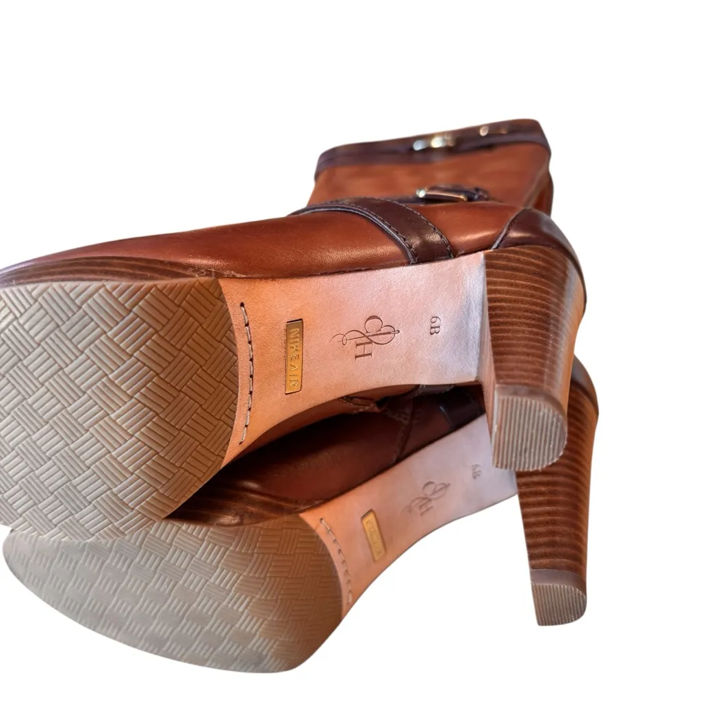 Cole Haan Poppy Bit Tall Leather Equestrian Heeled Boots Sequoia Womens Size 6B - Image 7