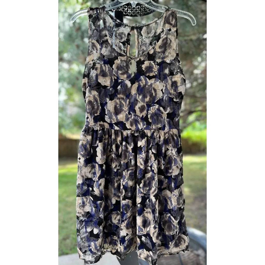 Anthropologie Pins And Needles Womens L Dress Black Blue Lace Sleeveless Mini Size L - Image 11