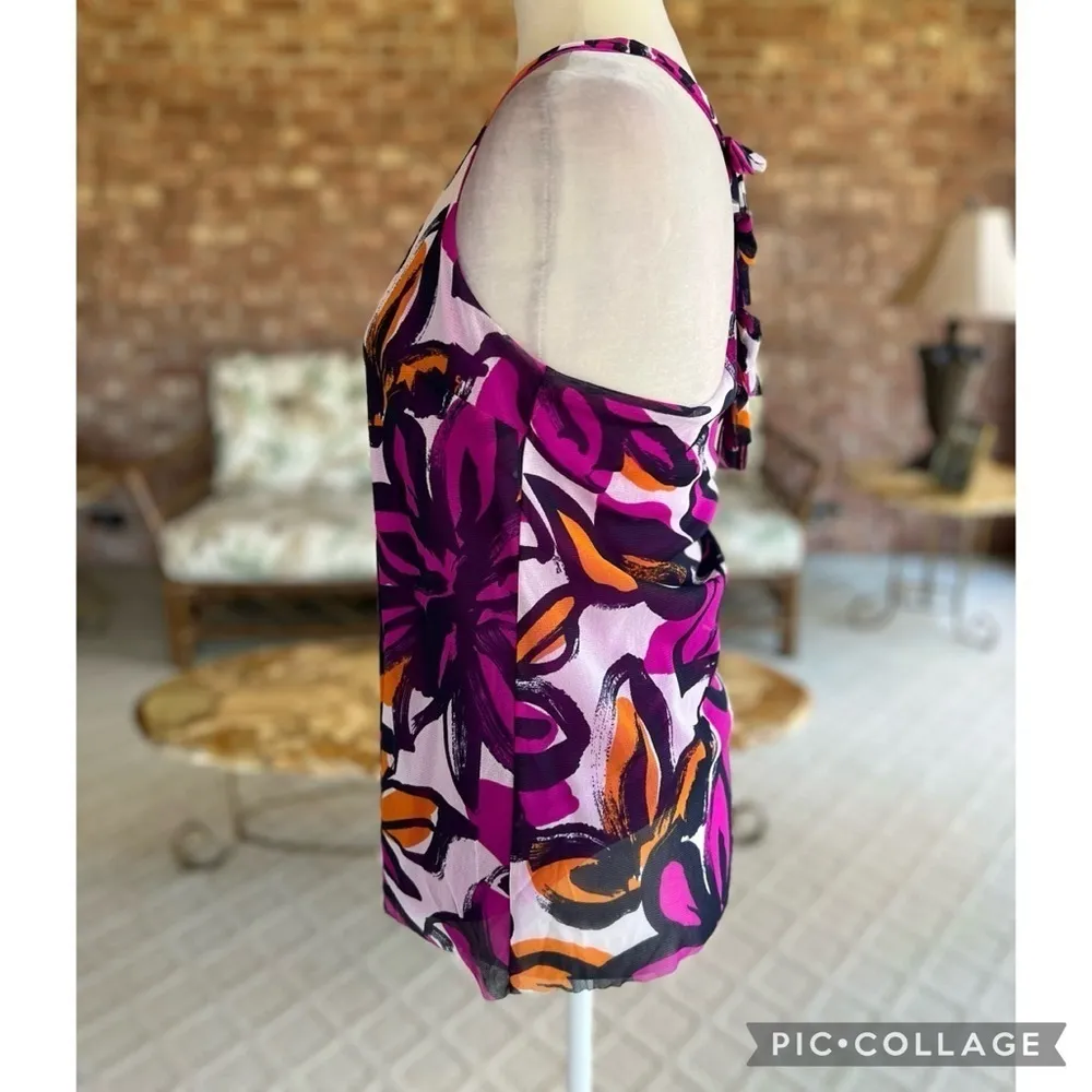INC International Concepts Purple Floral Racerback Halter Mesh Tank Top M Size M - Image 11