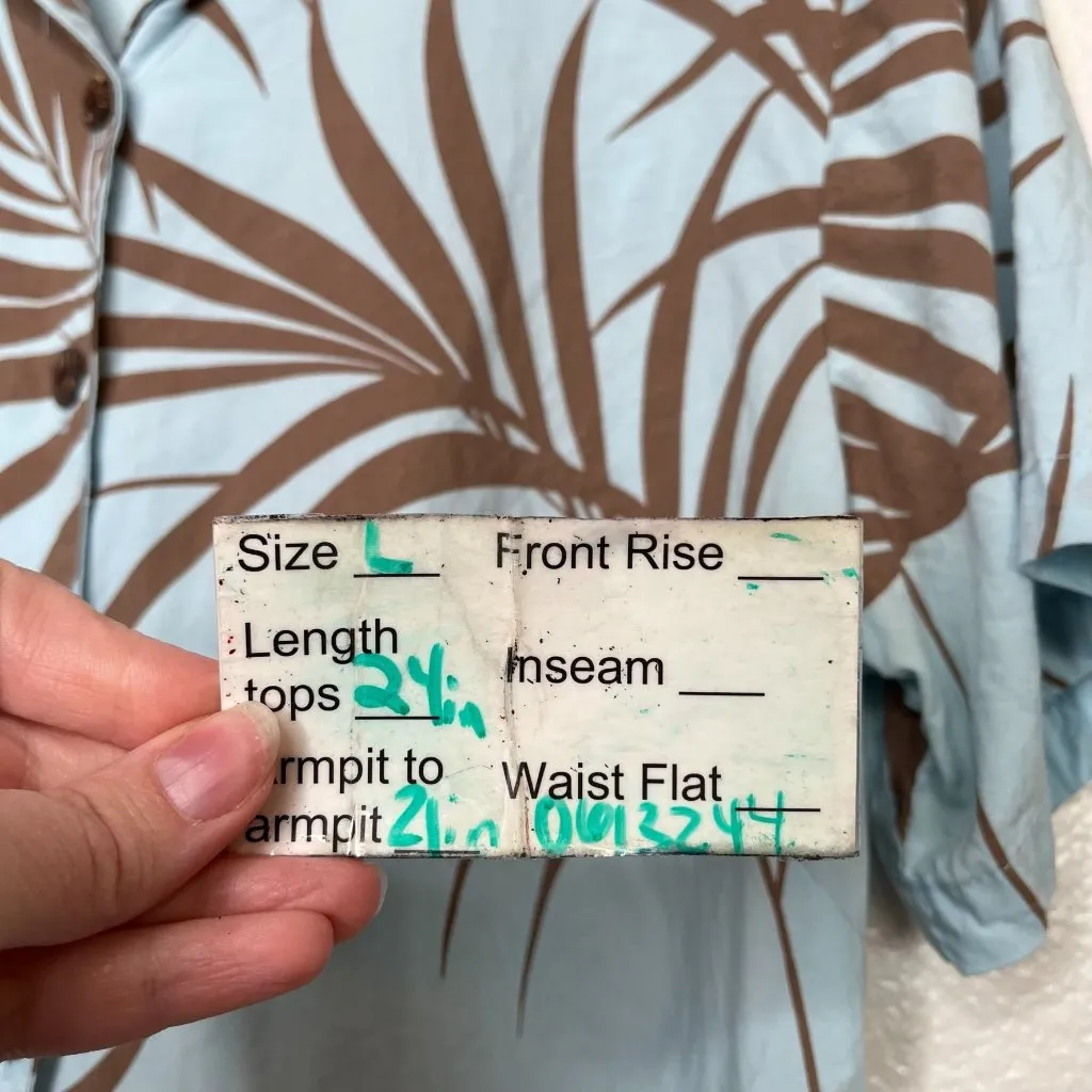 Hilo hattie vintage womens hawaiian casual button down shirt size large tropical Blue - Image 9