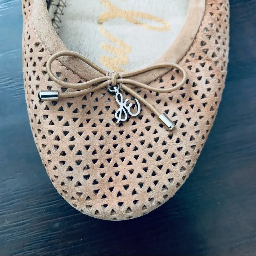 Sam Edelman Tan/Nude Felicia 2 Perforated Suede Slip-On Ballet Flats | Size: 7.5 - Image 3