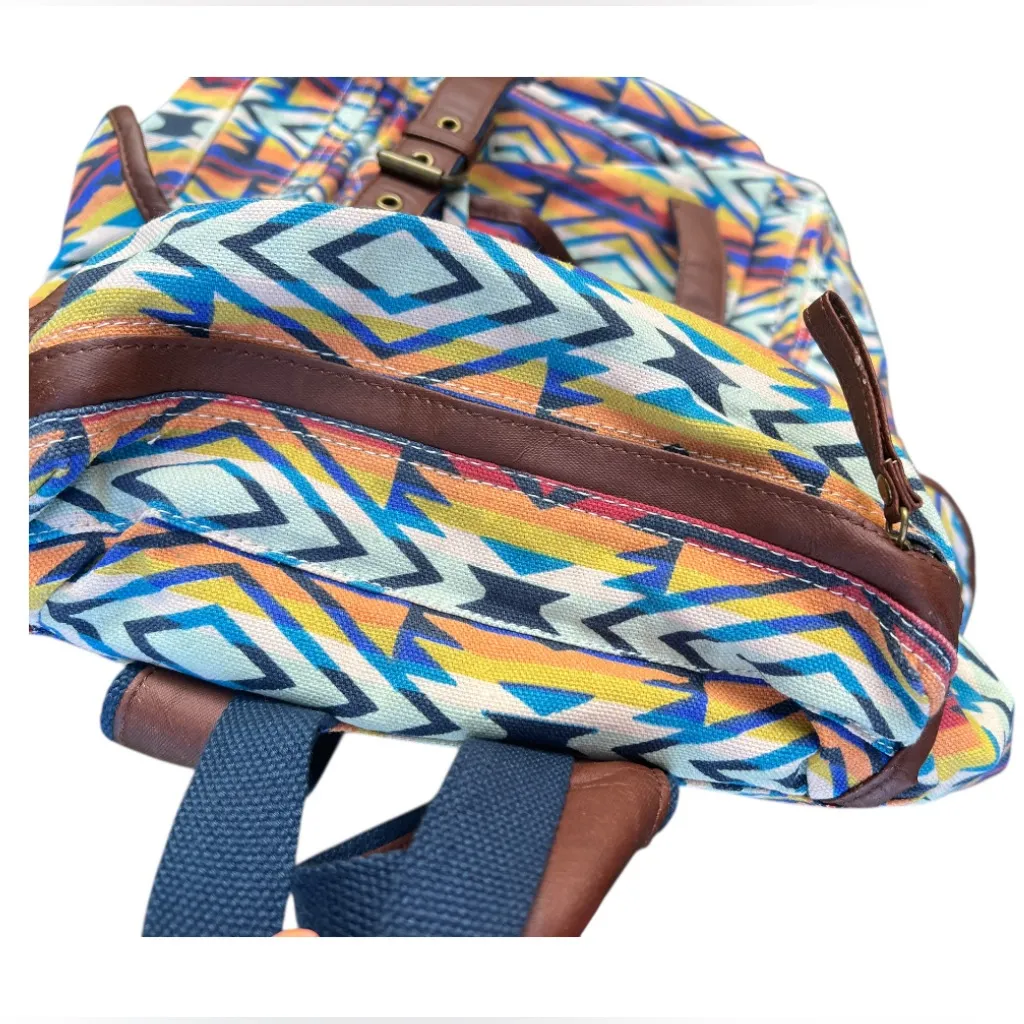 Black Poppy Multicolor Bohemian Schoolbag Aztec Print‎ Backpack - Image 5