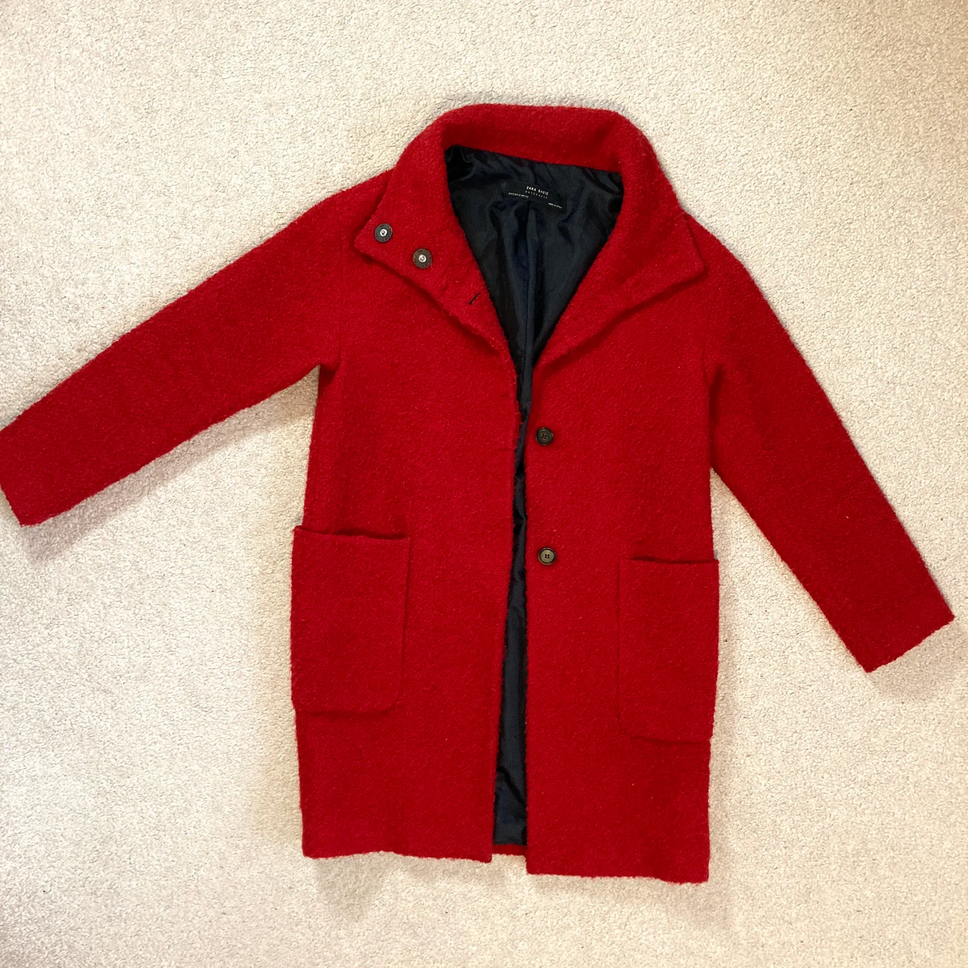 Double Breast Fuzzy Red Peacoat Sz XS - Image 6