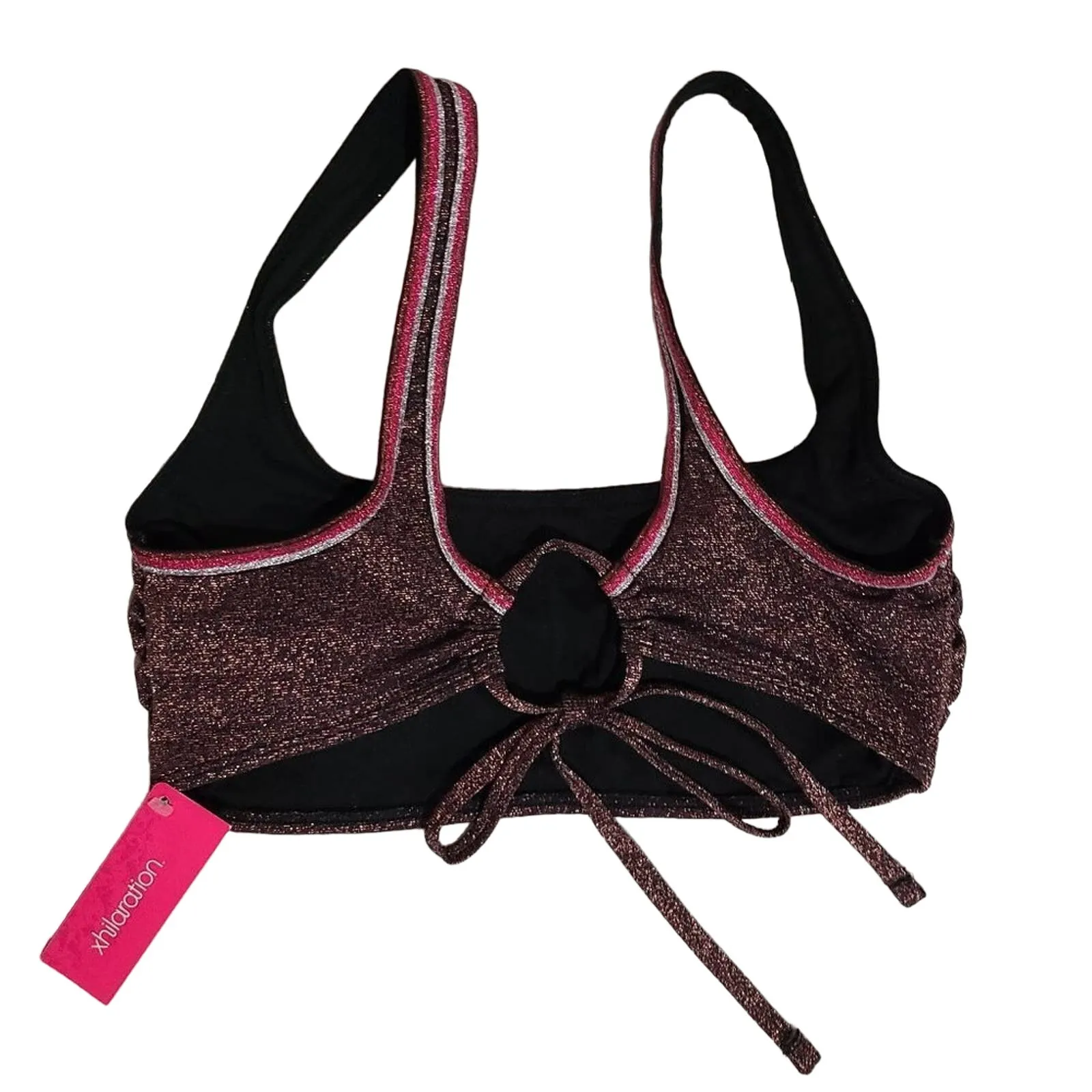 Xhilaration L Bikini Top Swimsuit Sparkle Brown Pink Lined New with‎ Tags - Image 2