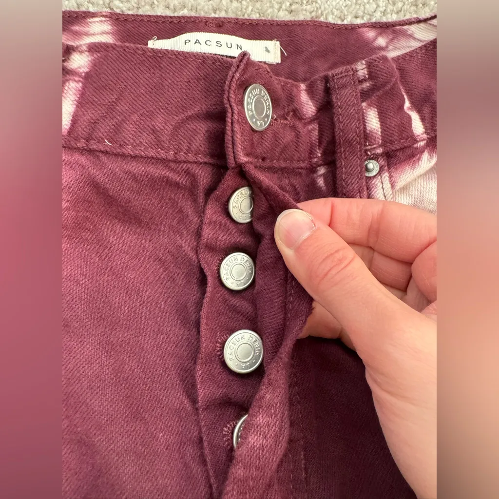 PacSun Raspberry Tie Dye High Rise Straight Leg Jeans - Image 3