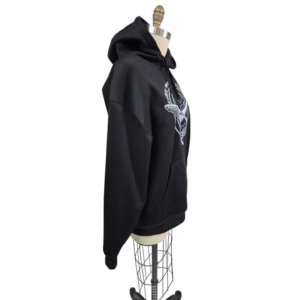 Hill Heavyweight Poly/Cotton Hoodie Black Whale Watching Monterey Ca Sz XL - Image 3