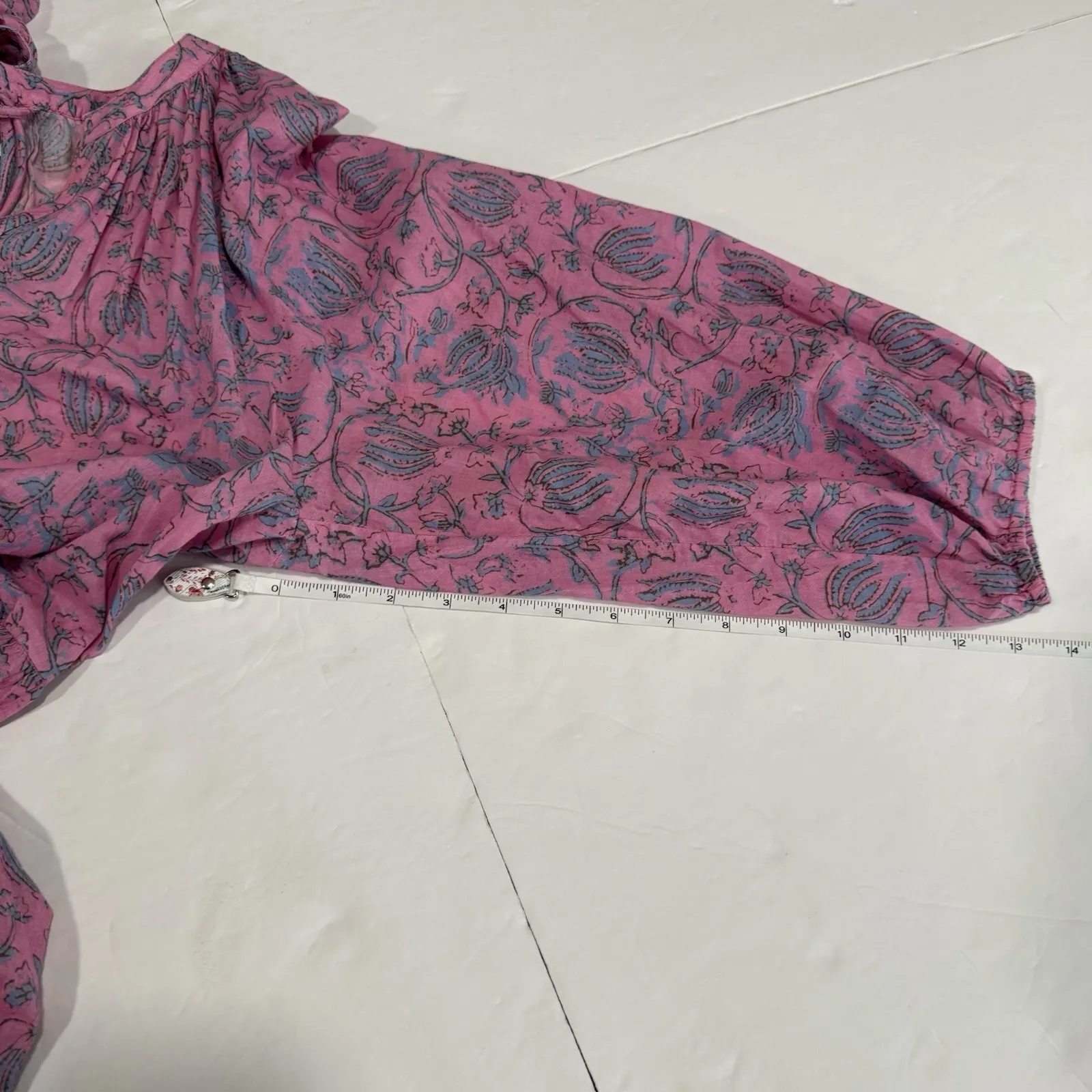 Apiece Apart Pink Floral Long Sleeve Mini Mitte Dress size MEDIUM - Image 9