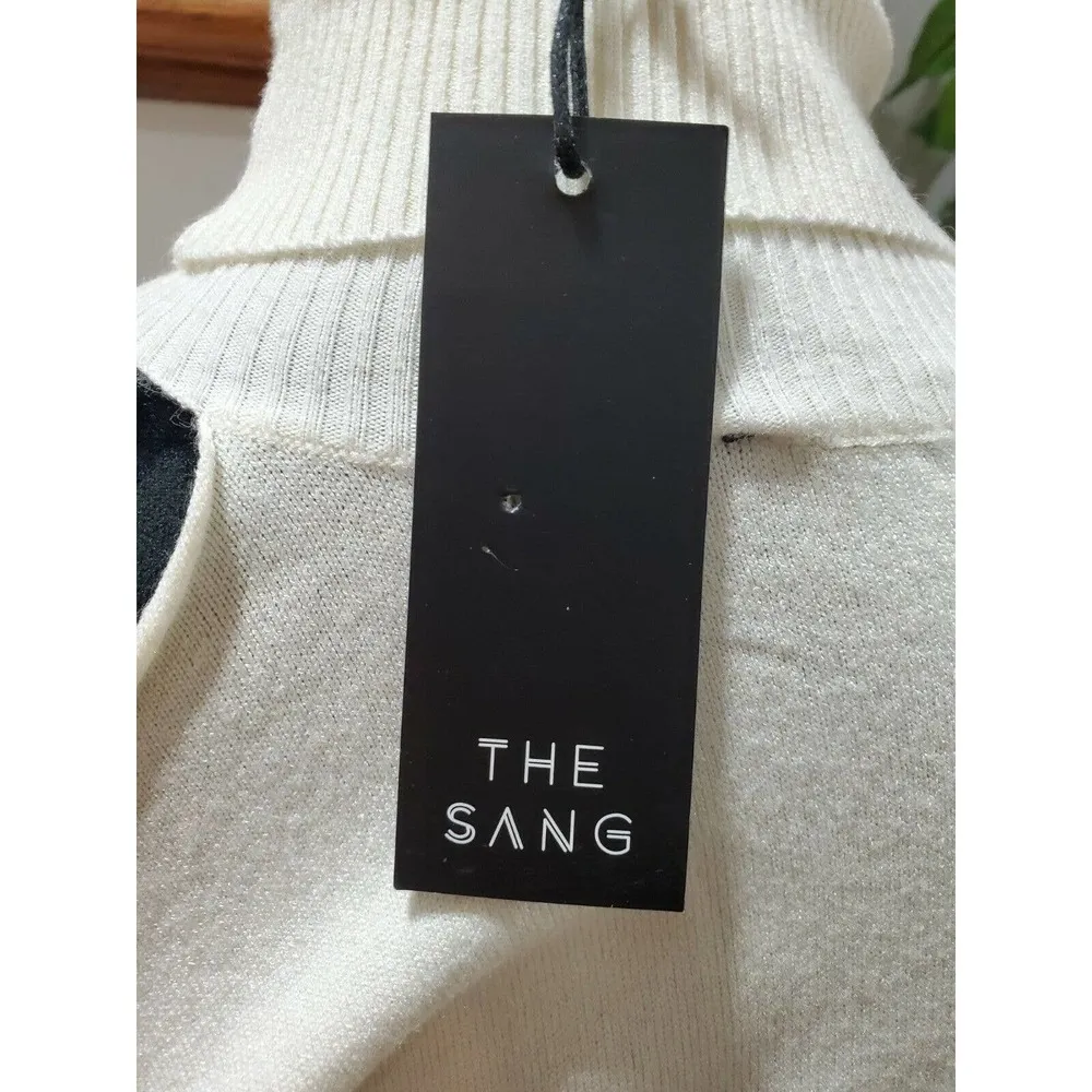 The Sang Women's Ivory Viscose High Neck Long Sleeve Knee Length Dress Size L - Image 8