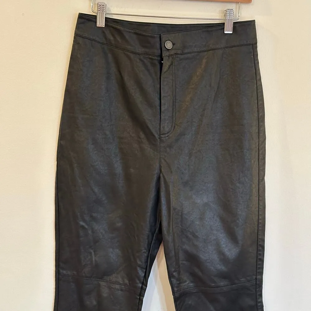 Free People Vegan Leather Pants sz 10 Black Leather Boot Cut Pants - Image 3