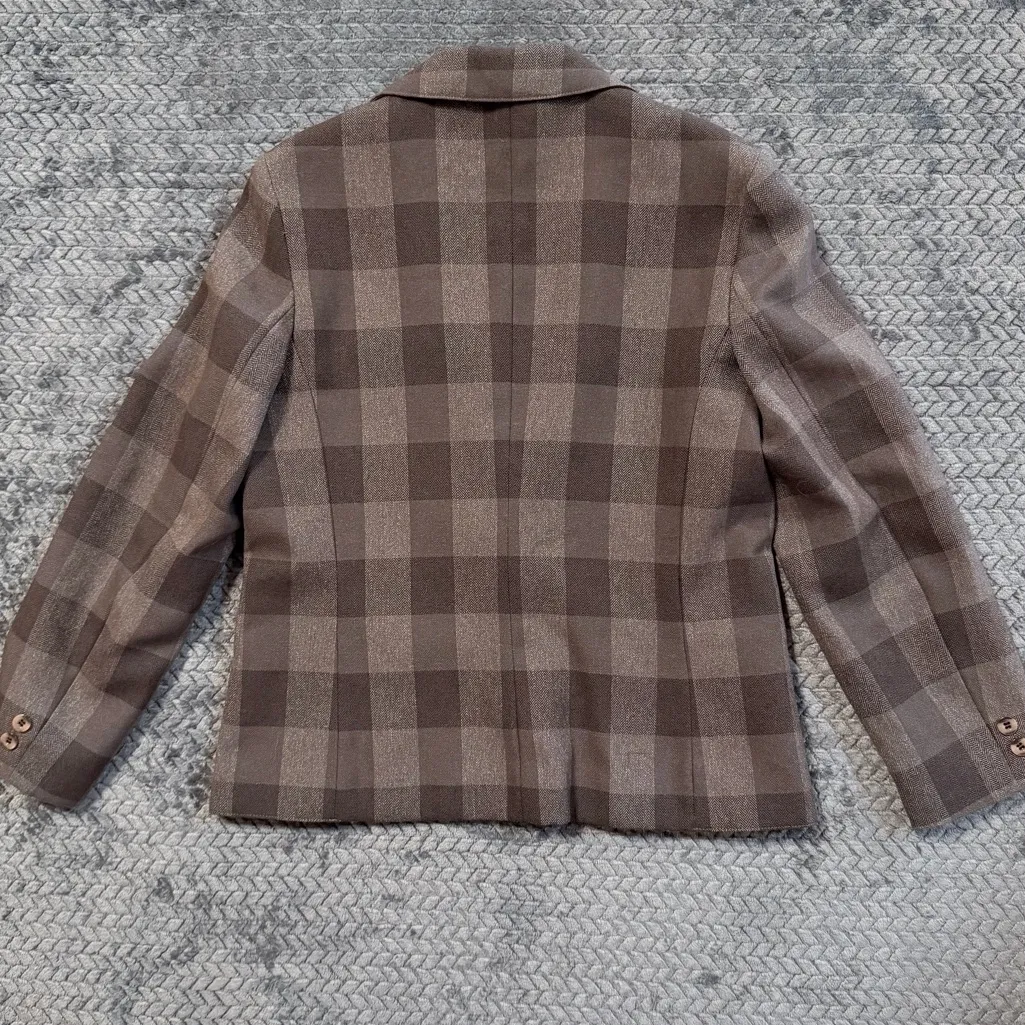 Vintage Paddle & Saddle Corp. Plaid Blazer Made in the USA Size 12 Brown - Image 2