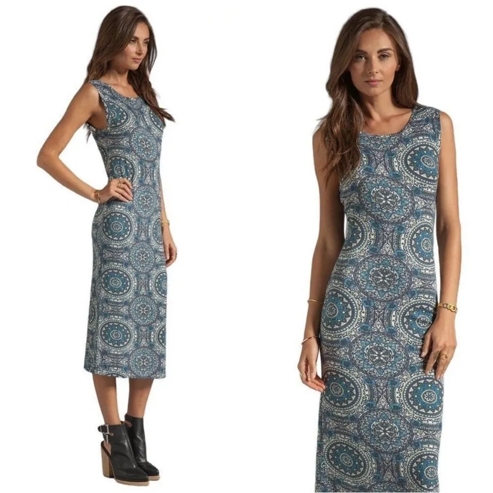 Free People Love From London Tank Sleeveless Fitted Medallion Print Midi Dress - Image 2