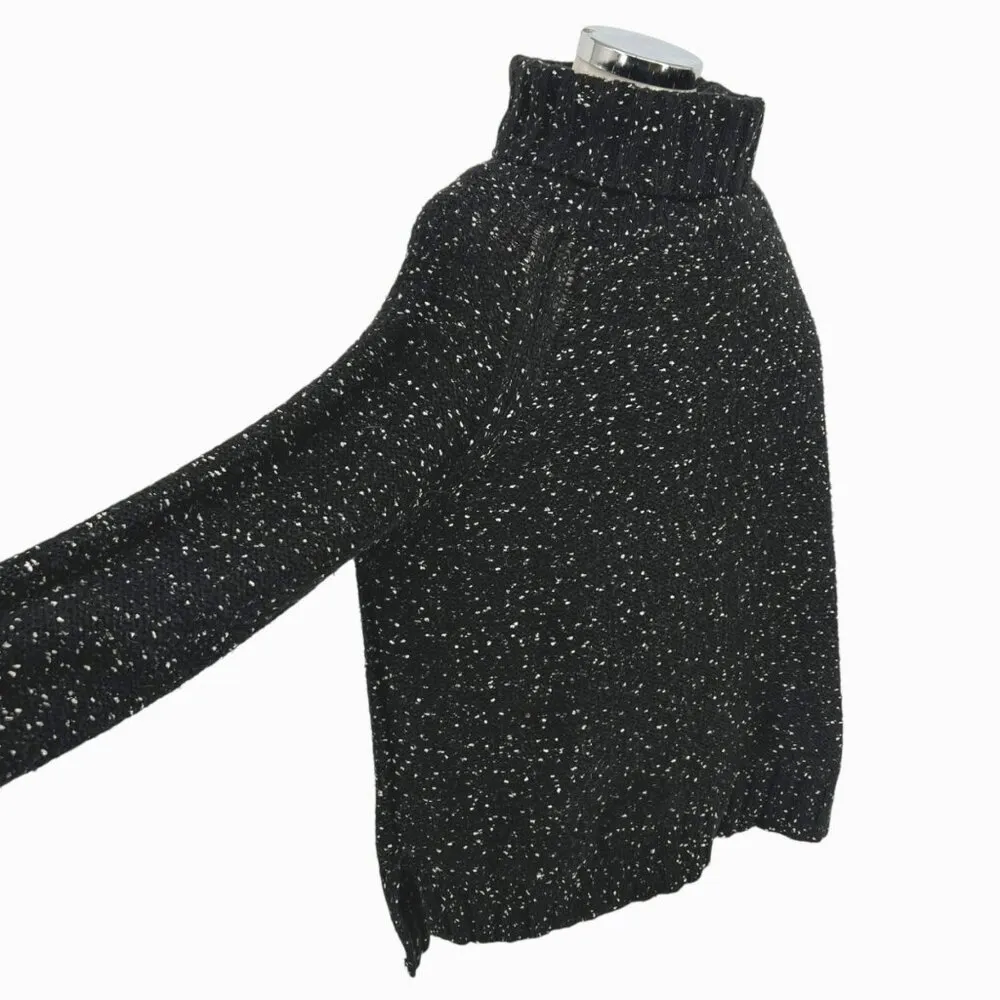 Doe & Rae Speckled Turtleneck Sweater Black White Size Large - Image 5