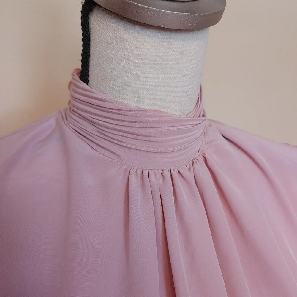 Helene St. Marie 14 Petite 80s Vintage Pink Long Sleeve Blouse Soft Career Basic - Image 3