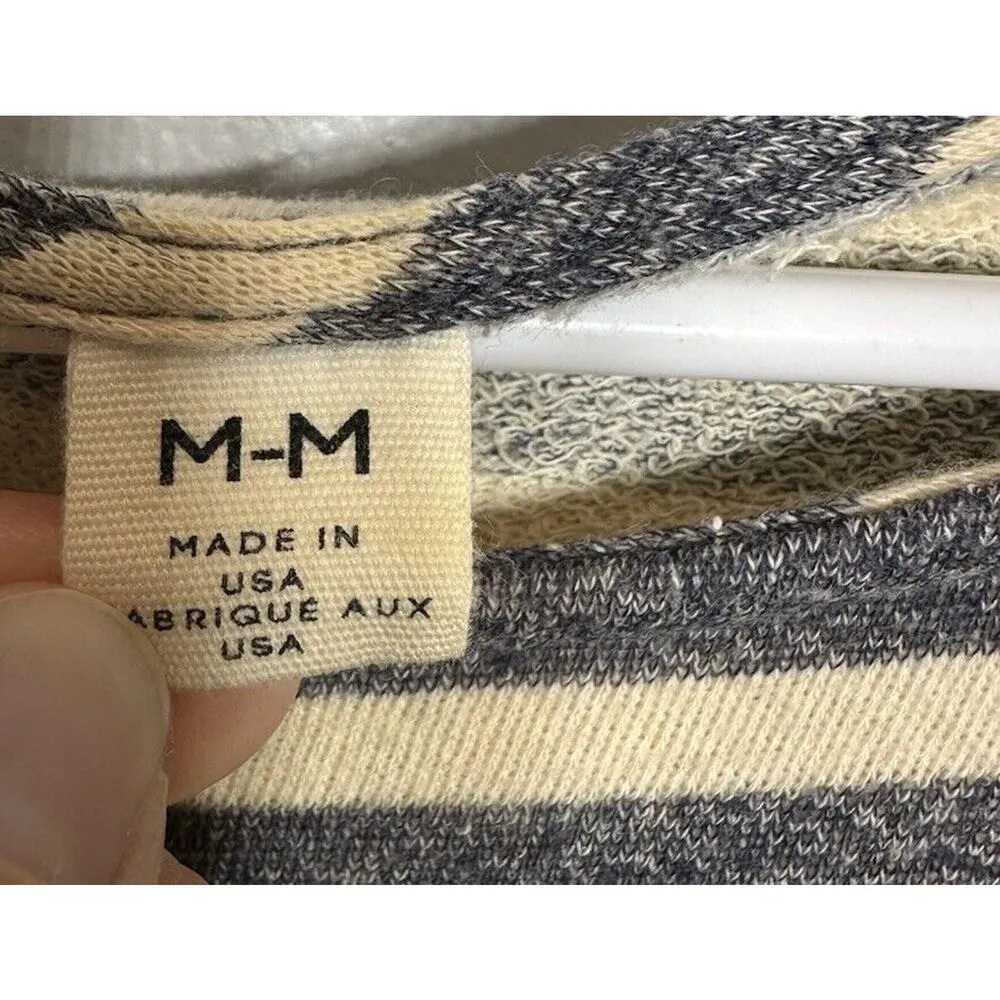 BDG Tunic Top Coverup Blue/Cream Striped Sweatshirt Short Sleeved Size Medium - Image 3