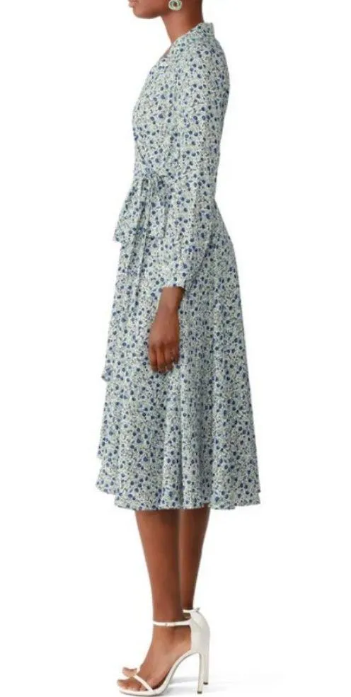 💕FAME AND PARTNERS💕 The Winslet Dress ~ Blue Floral Print US 2 Wrap Dress - Image 4