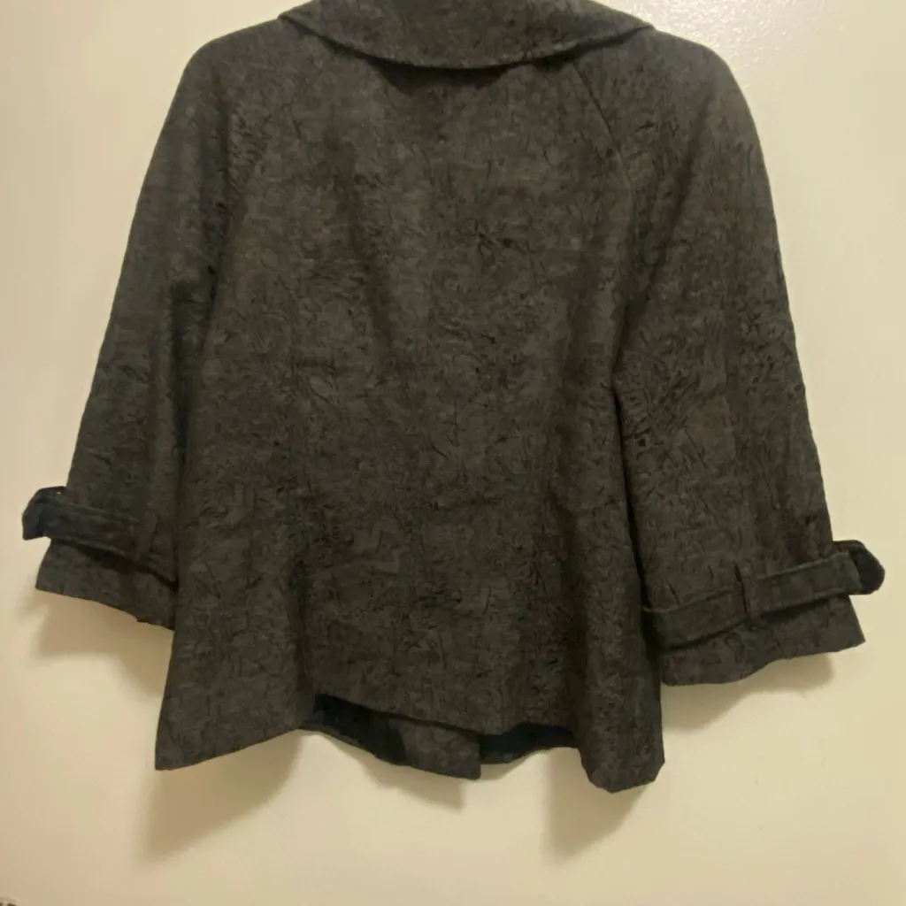 Studio V Womems Black Print Blazer Jacket L 40” Button Closure Buckle Sleeve Size L - Image 4