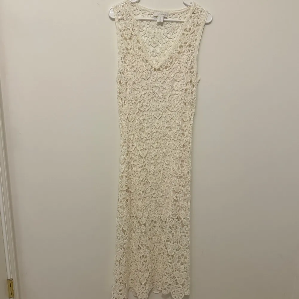 NEW REVOLVE House of Harlow 1960 Crochet Dress Size Large Knit Long Ivory beige - Image 7