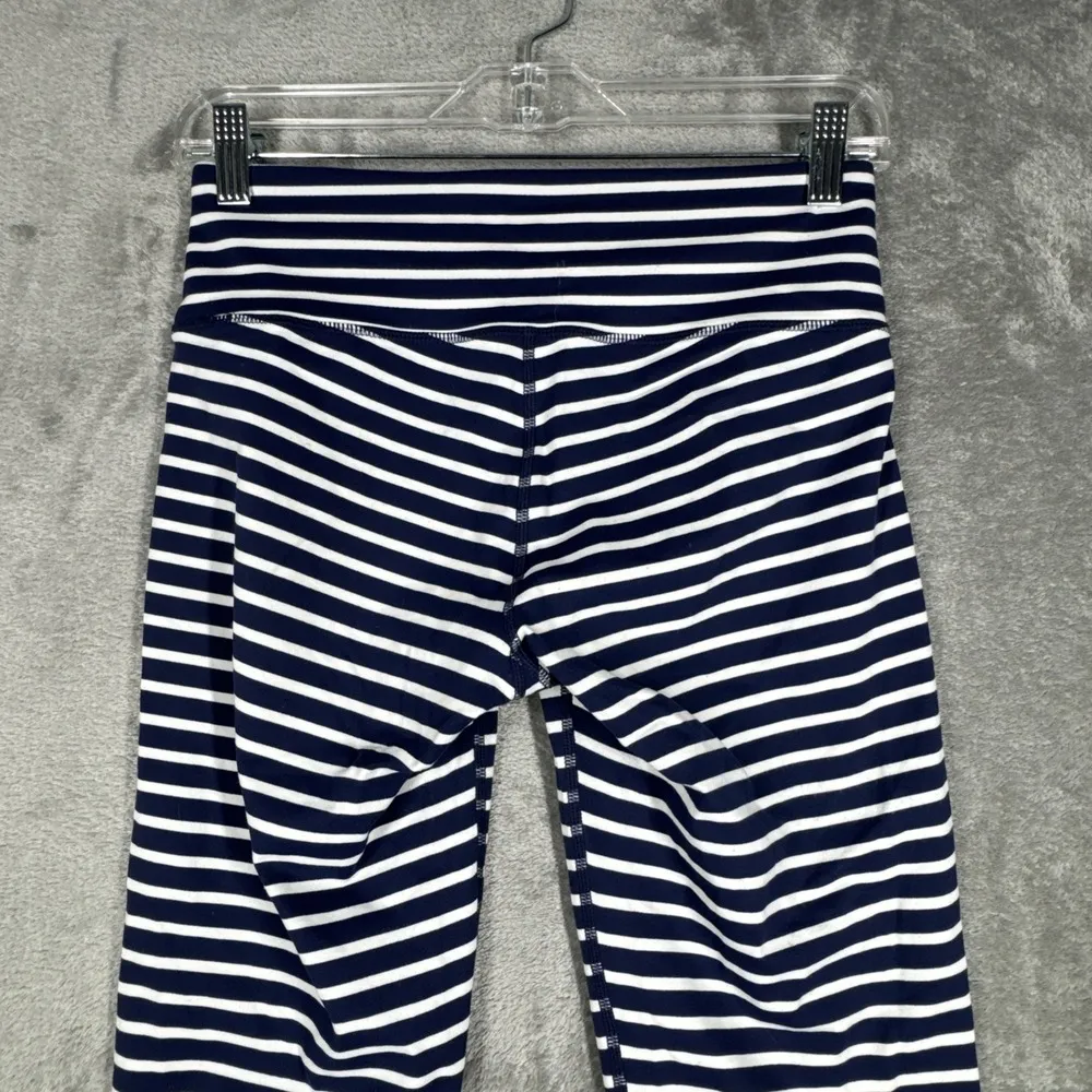 Athleta Pants Womens Small Navy White Stripe Chaturanga Capri Legging Athleisure - Image 5