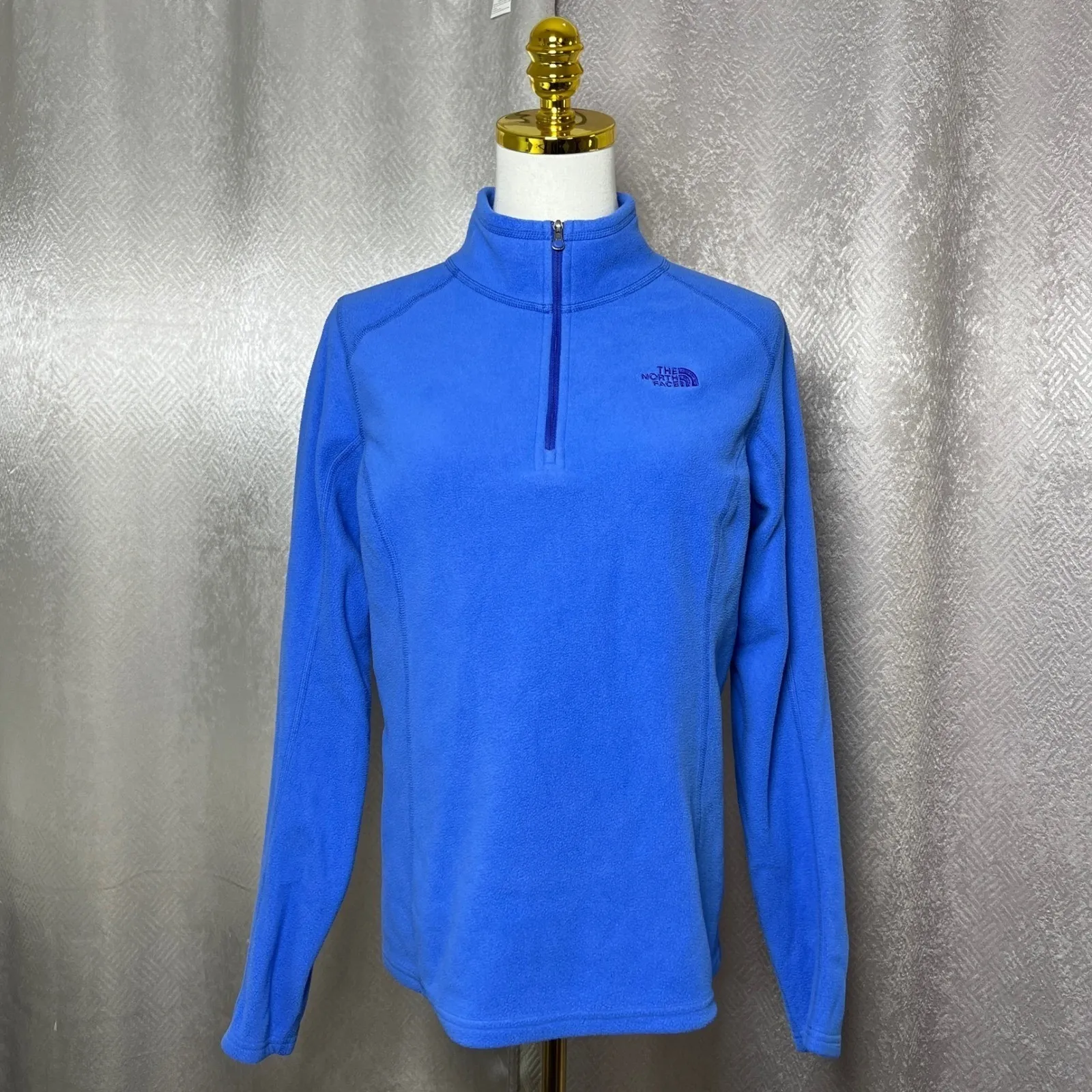 The North Face Womens Fleece Pullover Quarter Zip Blue Medium M - Image 3