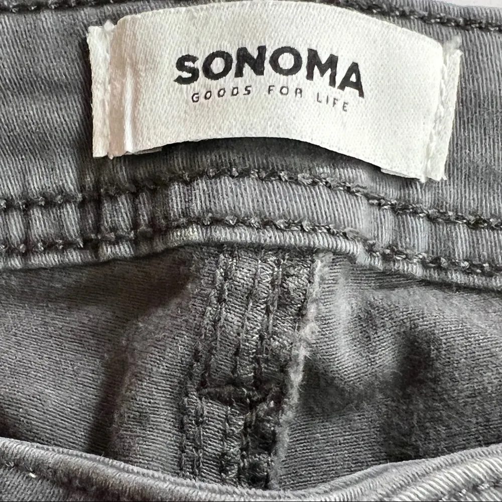 Sonoma Skinny Gray Soft Touch Woven Pants with 5 Pockets and Belt Loops - Image 11