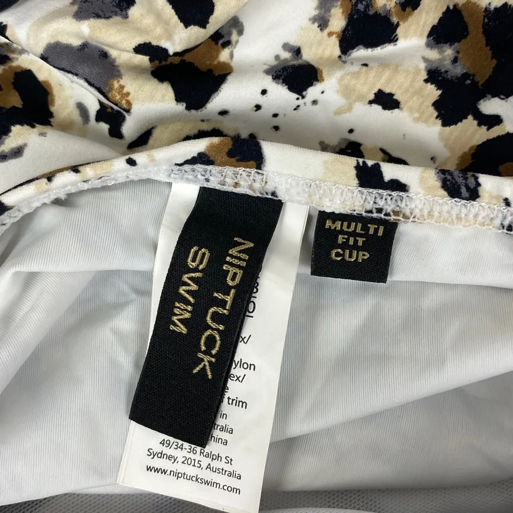 Nip Tuck White & Brown Animal Print 1 Piece Swim Bathing Suit 8 - Image 4