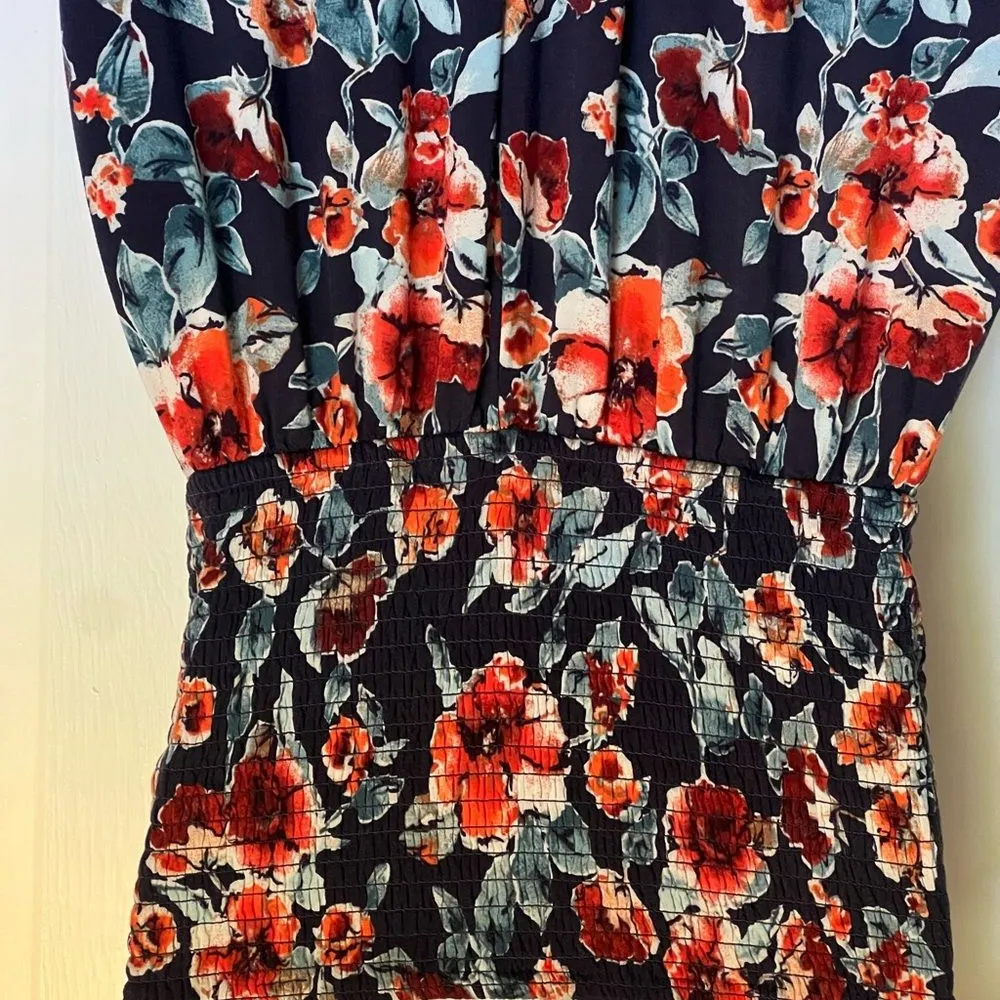 Boho Navy Smocked Jumpsuit by Band of Gypsies Sz Medium Juniors - Image 6