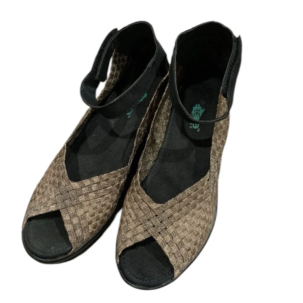 Serene Island Woven Braided Wedge Sandals Size 9 Gold - Image 2