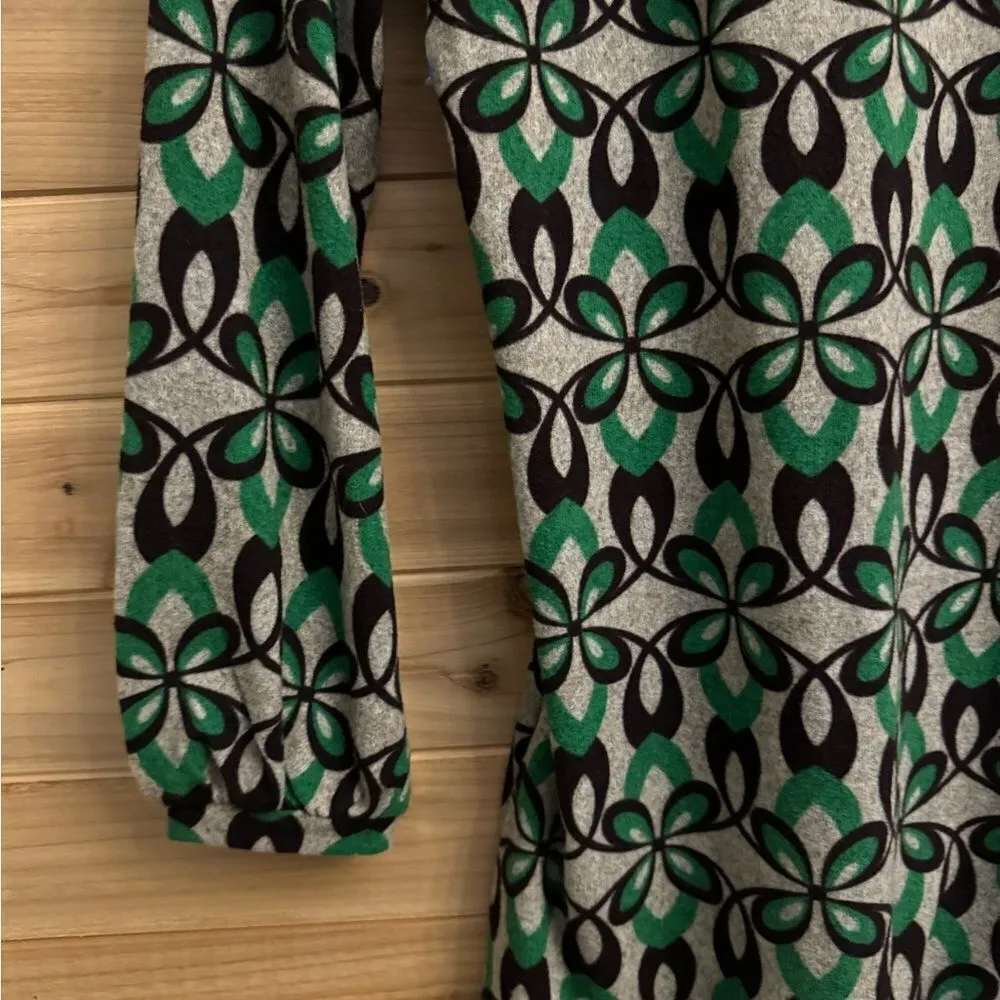 Y2K Funky People Size Medium Retro Style Abstract Floral Long Sleeve Mini Dress Green - Image 12