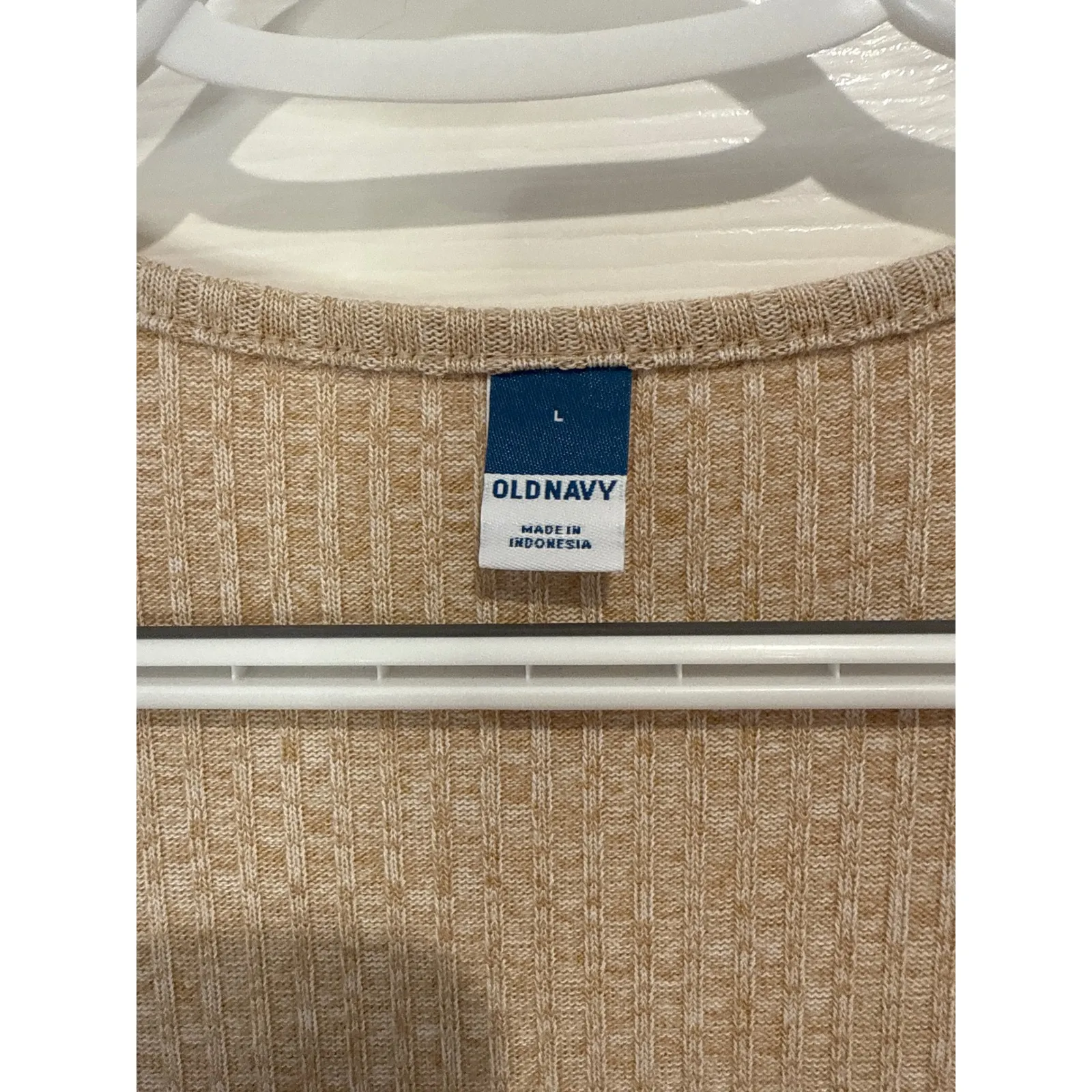 Old Navy Ribbed Knit Dress Long Sleeve Casual Everyday Dress‎ Tan Size L - Image 3