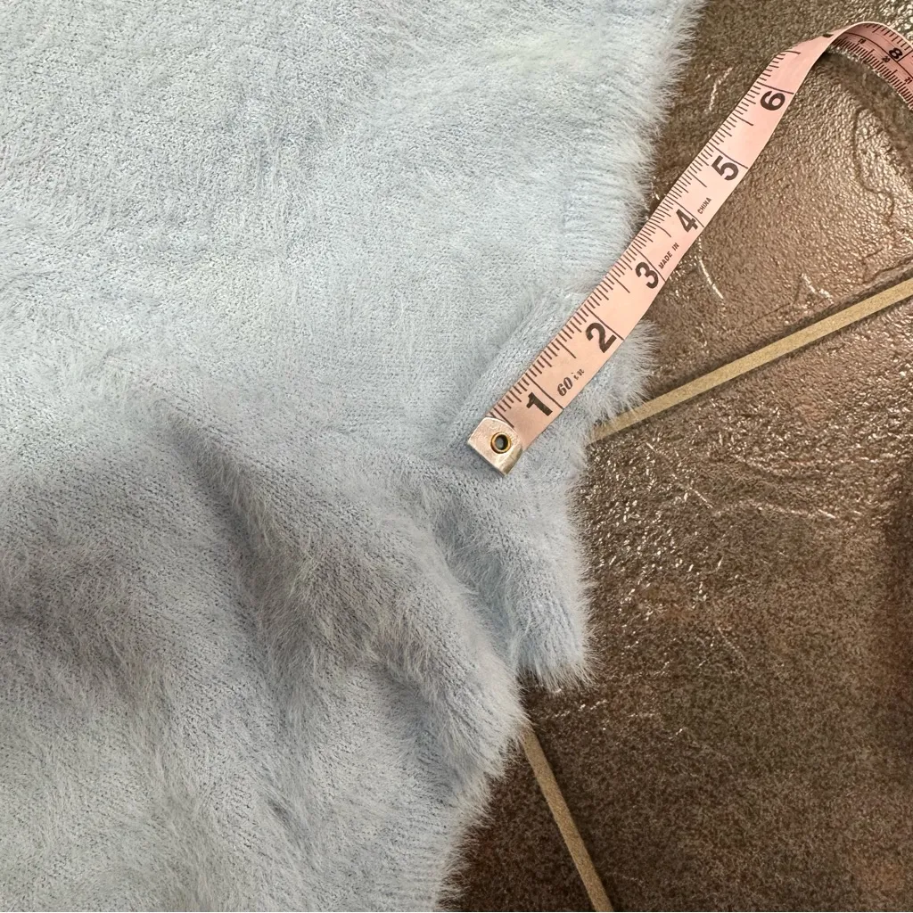 Meshki Luna Fluffy Knit Lounge Shorts Drawstring Pull On Light Blue Small - Image 12