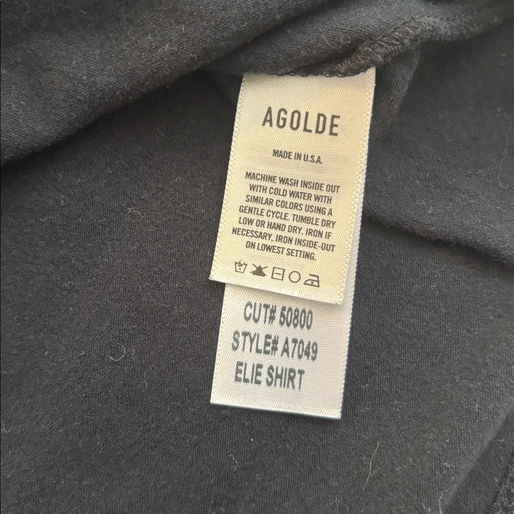 AGOLDE Elie Shirt Black Short Sleeve Quarter Sleeve Top Basic - Image 4