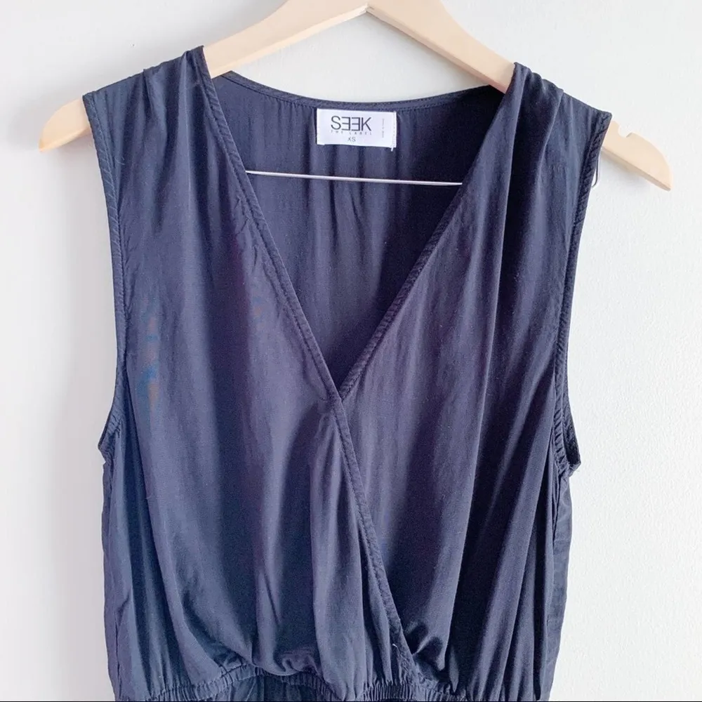 SEEK The Label • Black Sleeveless Short Romper, Plunge Neckline, Size XS - Image 3