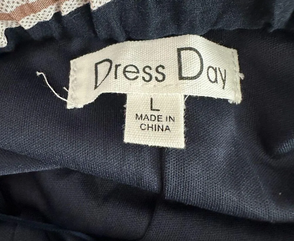 Dress Day Navy Blue Floral Maxi Dress Size Large - Image 3