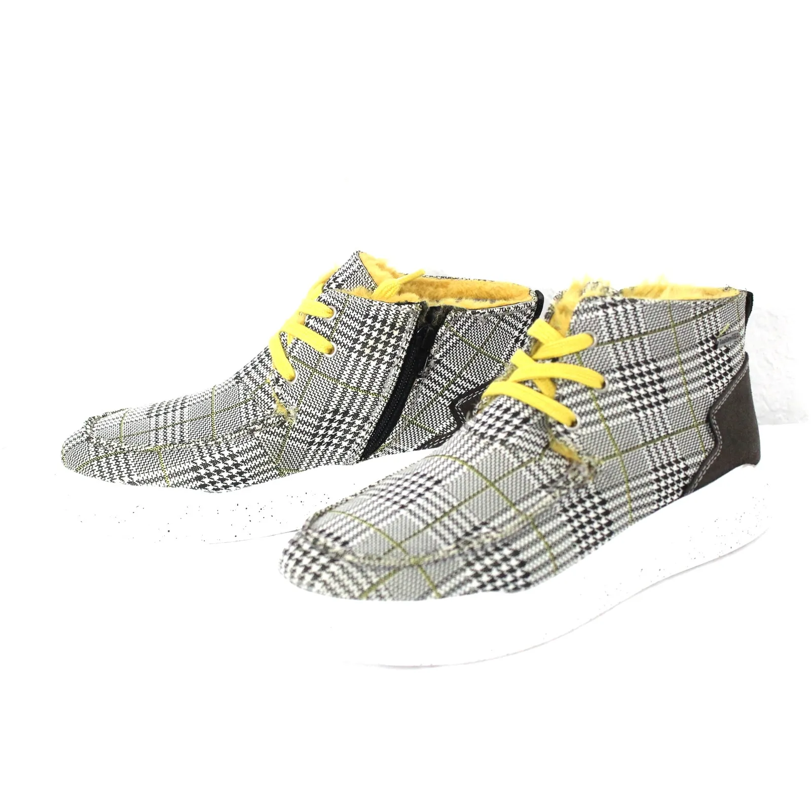 Romika Helsinki 02 Plaid Black Yellow Faux Fur Boot Size 9/9.5 NIB - Image 3