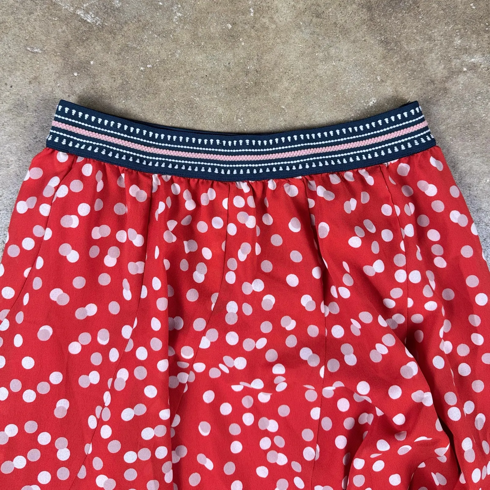 Vanessa Virginia Polka Dot Midi Skirt‎ XSP Red White Handkerchief Hem Boho Flowy Size undefined - Image 2