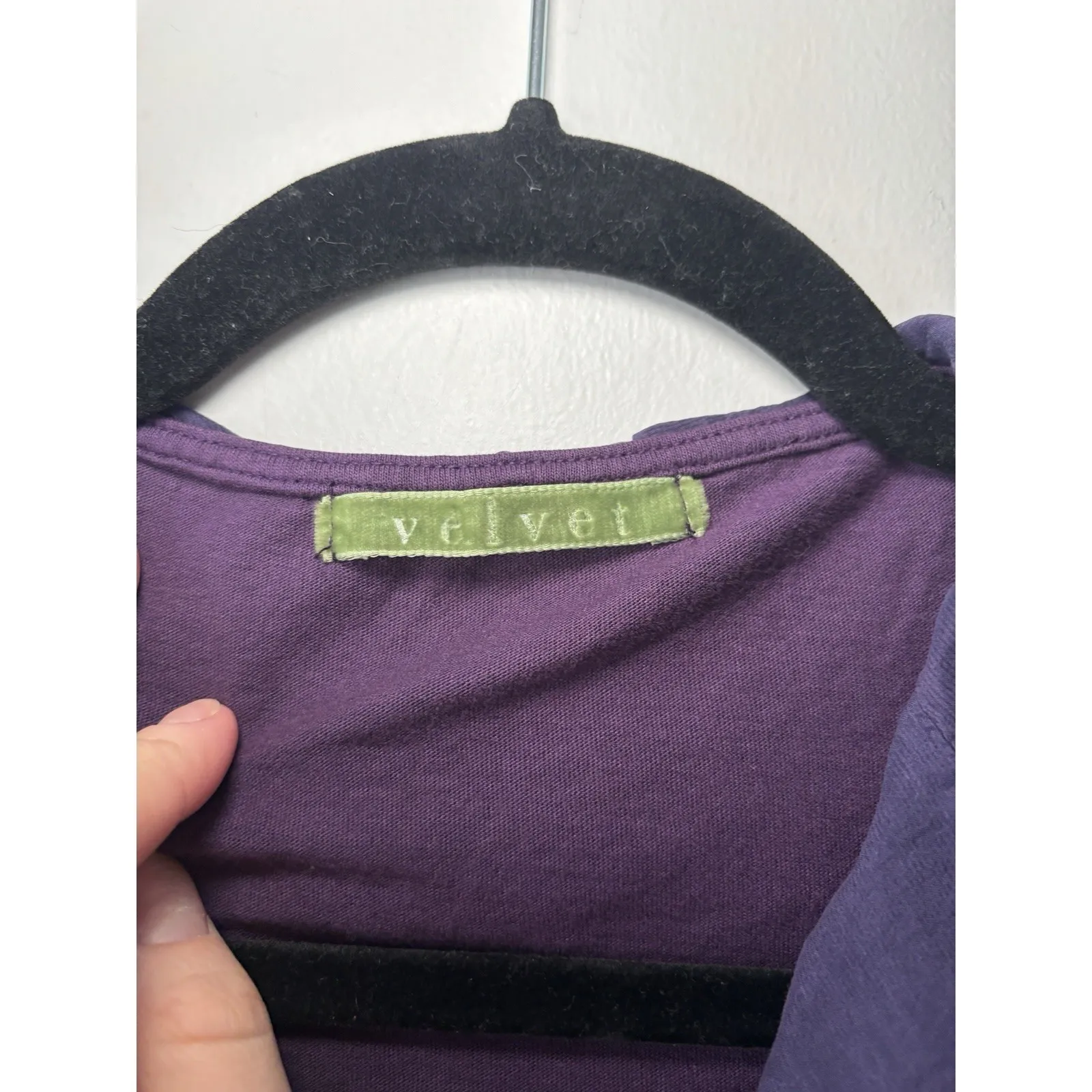 Velvet‎ Purple Y2K Flutter Faux Wrap Long Sleeve Silk Cotton Shirt Size Medium - Image 4