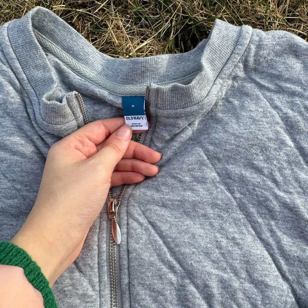 Old Navy Crew-Neck Quarter-Zip Quilted Sweatshirt Womens Medium - Image 4