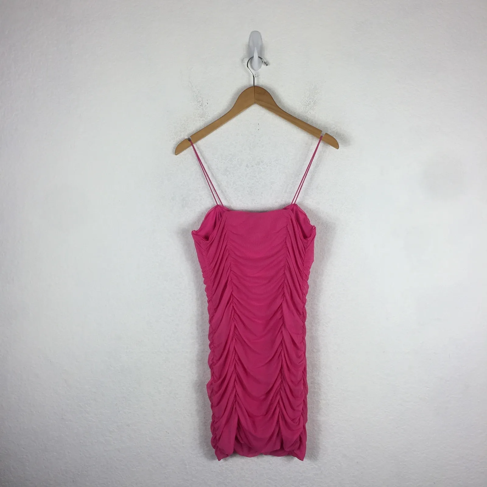Zara Pink Ruched Mini Dress Size Large Tulle Corset Bustier Barbie Cocktail Y2K - Image 14