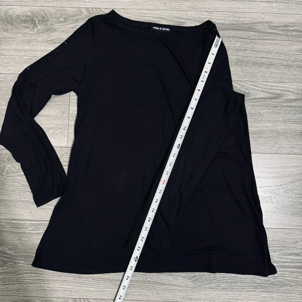 Cable & Gauge Women Black Long Sleeve Sexy Cut-Out Party Stretchy Blouse Sz L - Image 14