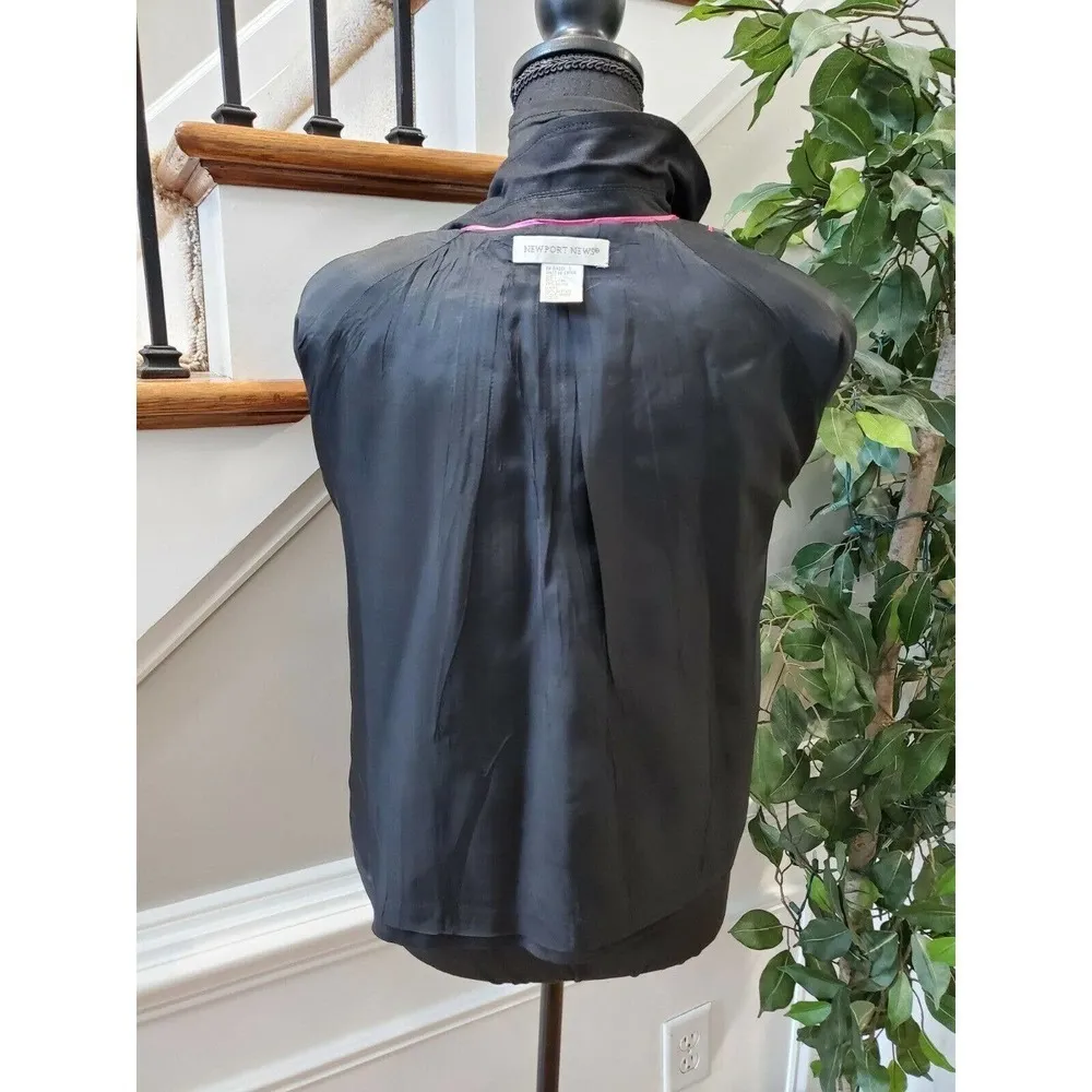 NewPort News Women's Black Linen & Rayon Long Sleeve Casual Button Coat Size 10 - Image 8
