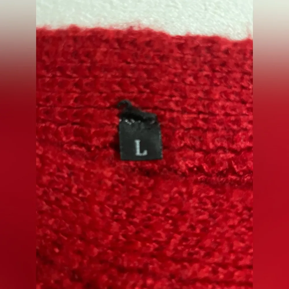 Boutique Off The Shoulder Red Sweater Top Blouse Size L Long Sleeve Size L - Image 4