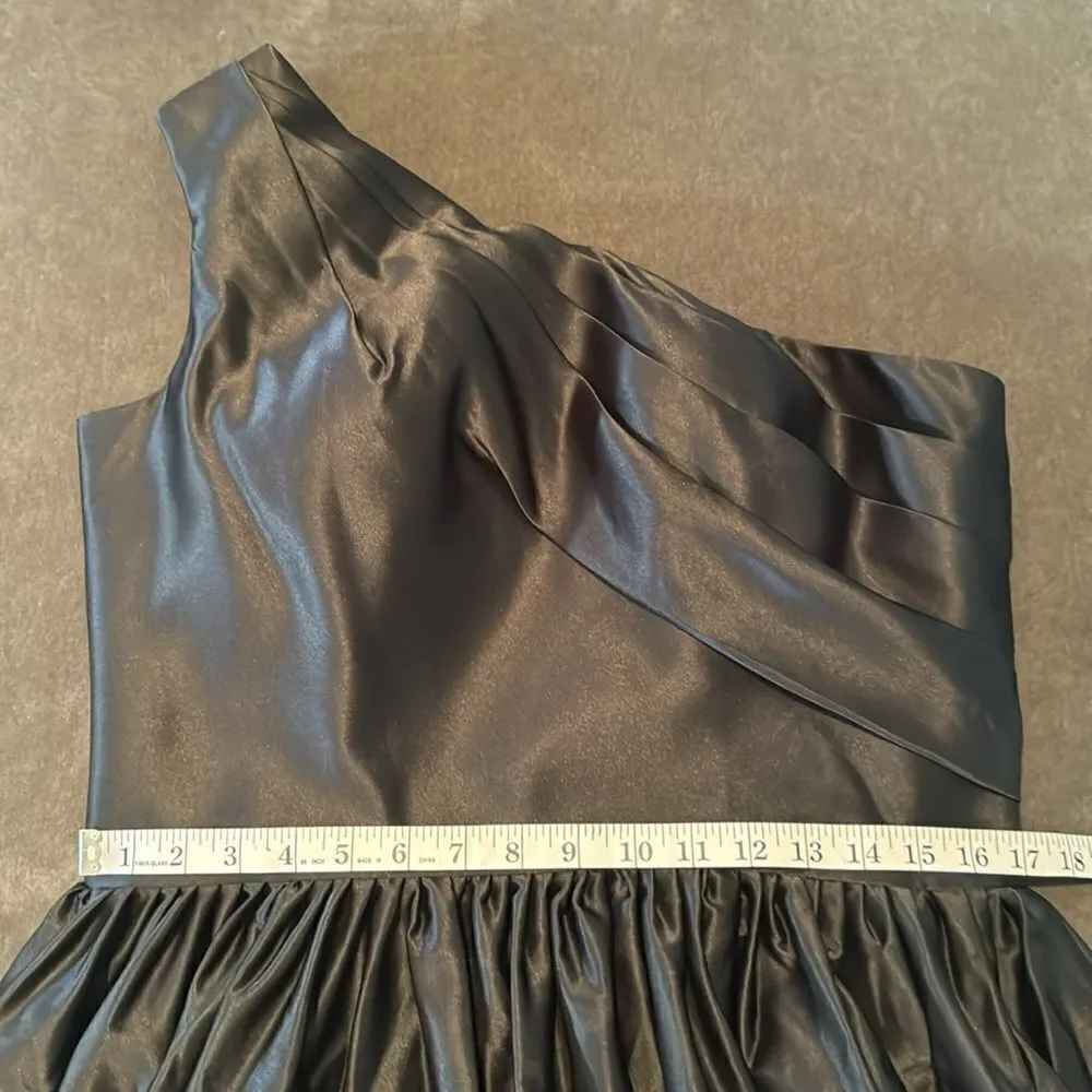 Women’s Black Satin One Shoulder Prom Party Formal Dress with Leg Slit Size 16 Black - Image 7