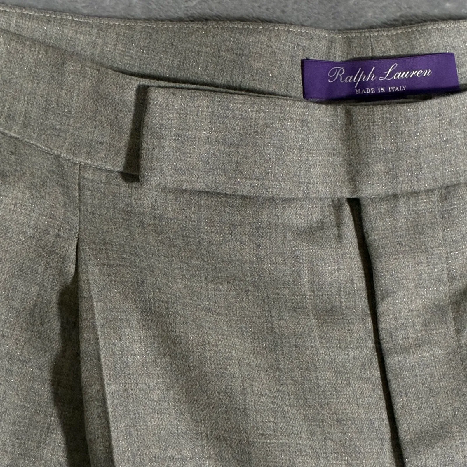 EUC Ralph Lauren Purple Label Jaena Pleated Flannel Pants Trousers Women's 18 - Image 6