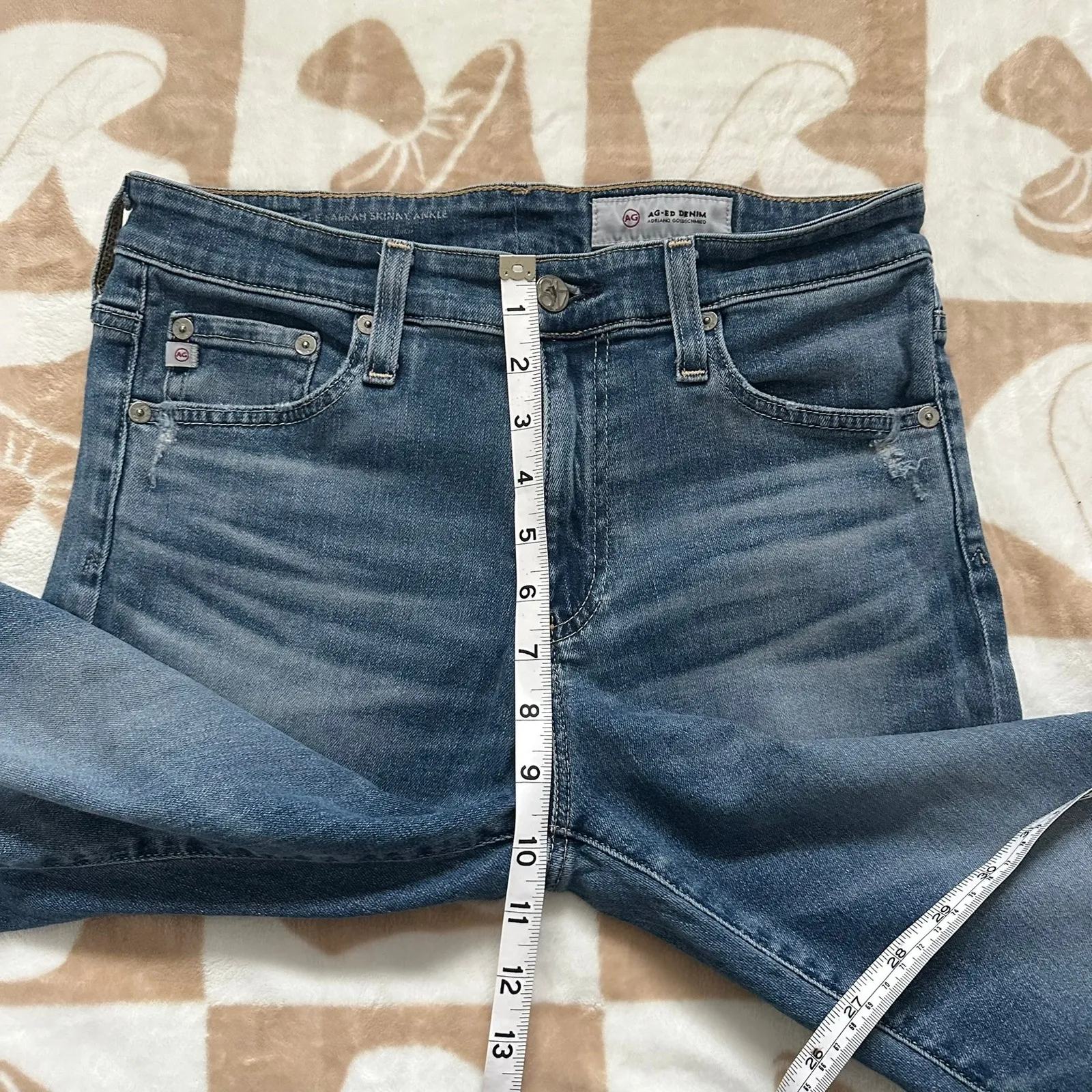 AG Adriano‎ Goldschmied The Farrah Skinny Ankle Jeans Distressed Raw Hem 27 - Image 8