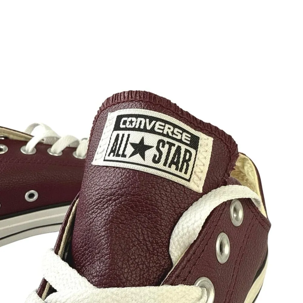 Converse Chuck Taylor OX Unisex Burgundy Leather Lace Up Sneakers Shoes M-9 W-11 - Image 8