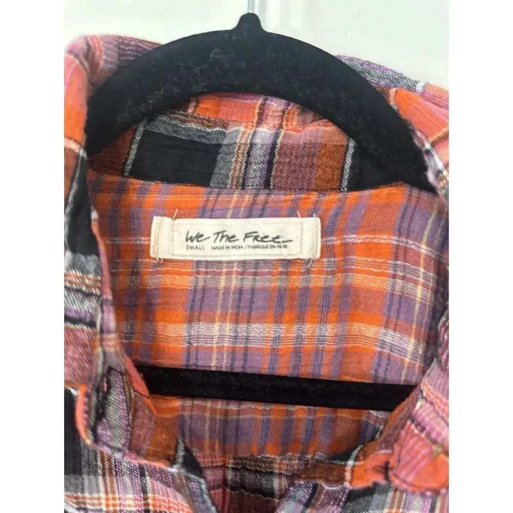 We The Free /Free People Size Small Washed Pop First Bloom Plaid Top Shirt 1346 - Image 7
